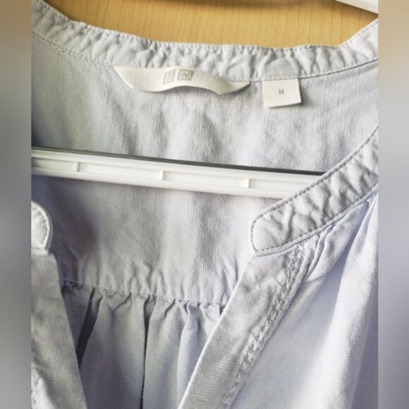 Uniqlo Light Blue Blouse Linen Blend - Picture 2 of 8